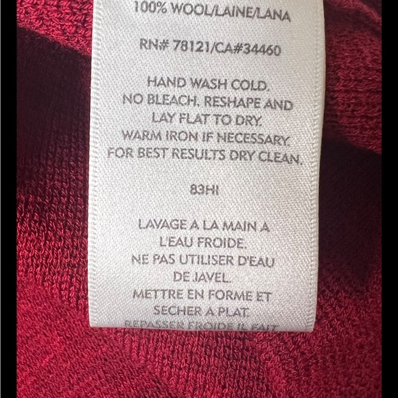 EILEEN FISHER Cardigan Sweater Coat Open Red 100% Wool Tunic Tight Knit XS - Picture 7 of 7
